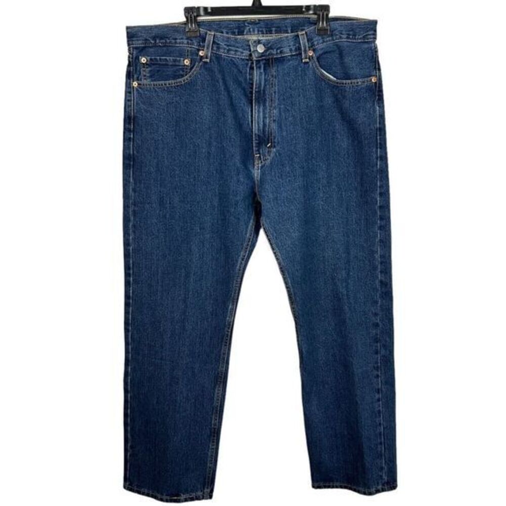 Levis 505 Regular Straight 40x30 Dark Wash Denim‎ Blue Jeans Zip